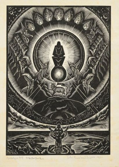 John BUCKLAND-WRIGHT Apocalypse II, 1931, gravure sur bois, 25,5 x 17,5 cm, marges...