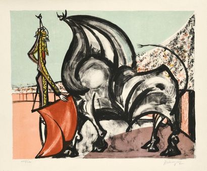 Oscar DOMINGUEZ Homenaje a Manolete, 1955, lithographie, 37 x 46 cm, marges 45,5...