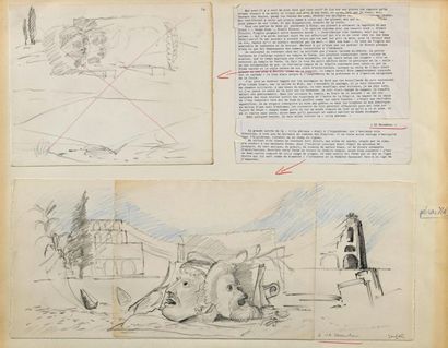 GERARDIAZ Tivoli and Pompeii, four preparatory drawings for the illustration of Chateaubriand's...