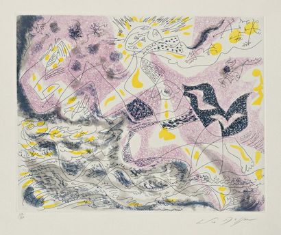 André MASSON Orande marchant sur la mer, 1967, eau-forte et aquatinte, 28,5 x 36...