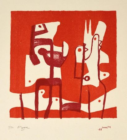 Henry MOORE White Forms, 1966, lithograph, 29 x 28 cm, margins
76 x 56 cm (Cramer...
