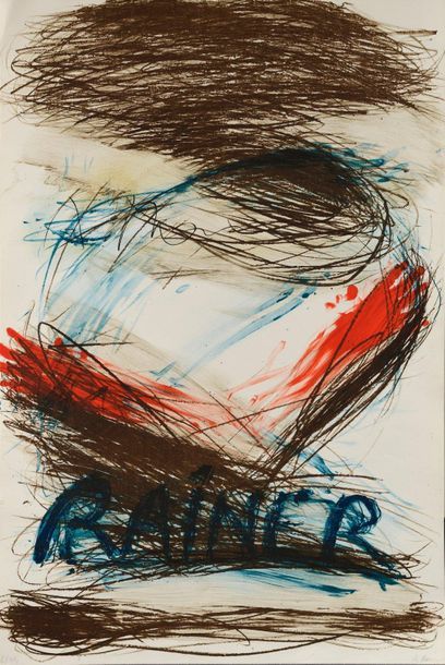 ARNULF RAINER Sans titre, 1985, feuille 92 x 62 cm, belle épreuve imprimée en couleurs,...