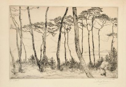 Eugène DELATRE Le Bois de Beauport à Kérity, 1911, eau-forte, 24 x 36 cm, marges
33...