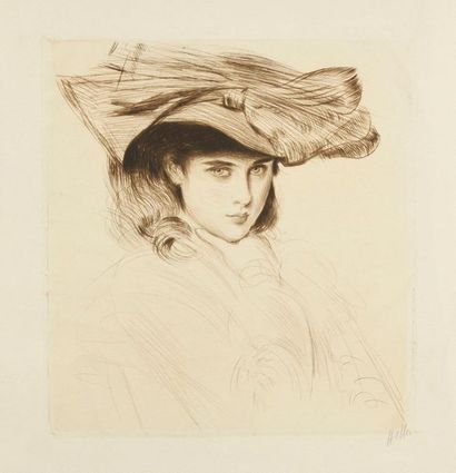 Paul-César HELLEU Helen Helleu, circa 1900, drypoint, 33.5 x 31 cm, margins 60 x...
