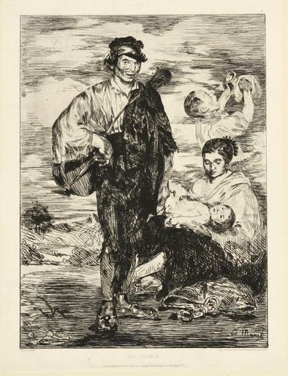 Edouard MANET Les Gitanos, eau-forte, 31,5 x 23,5 cm, marges 43,5 x 33,5 cm (Guérin...