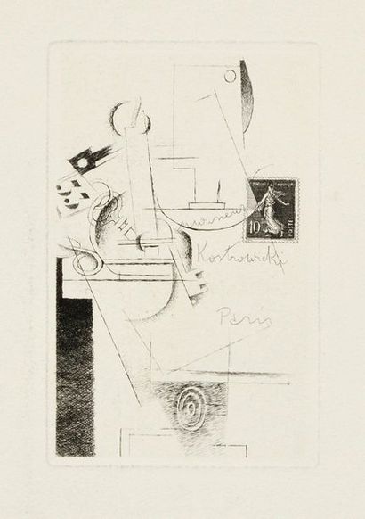 Louis MARCOUSSIS Hôtels, planche 33 pour Alcools de G. Apollinaire, 1934, eau-forte,...