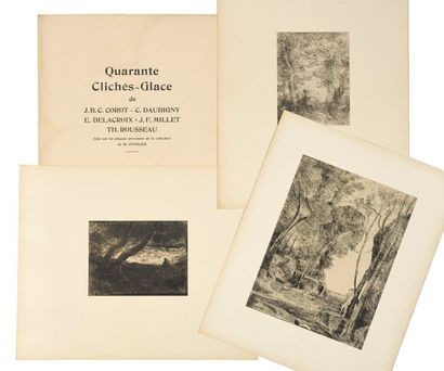 ALBUM COLLECTIF Quarante Clichés-Glace de Corot, Daubigny, Delacroix, Millet, Rousseau,...
