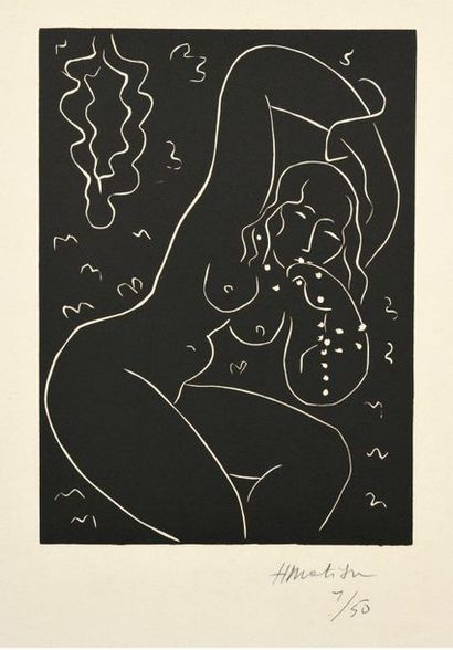 Henri MATISSE Nude at the Bracelet, 1940, linocut, 24.2 x 17.8 cm, margins 43 x 32...