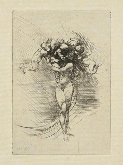 Auguste RODIN Le Printemps, 1882-1888, pointe sèche 14,5 x 10 cm, marges 28 x 21...