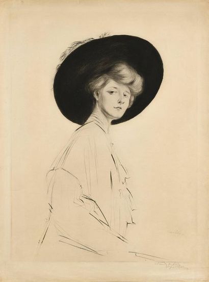 JACQUES VILLON Miss Evelyne, 1908, drypoint, 54 x 41,5 cm, margins 62 x 46 cm (Ginestet...