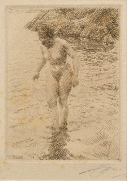Anders ZORN Dalarö, 1915, eau-forte, 16 x 12 cm, marges 35,5 x 23 cm (Asplud 268...