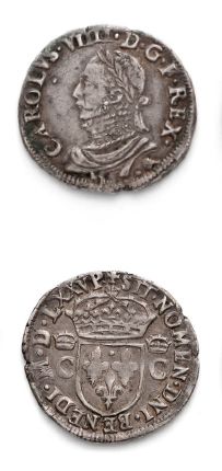 null HENRI III (1574-1589)
Demi teston, 8e type, au nom de Charles IX. 1575.
Toulouse.
D....