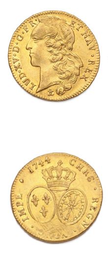 Double louis d'or au bandeau. 1744. Aix.
Lettre...