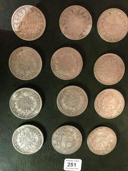null Lot de 10 pièces de 5 francs XIXe siècle français (Louis
Philippe 3 ex. et IIe...