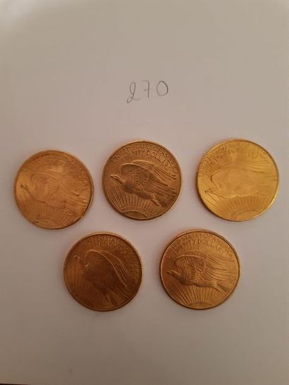 null 20 dollars : 2 exemplaires type Saint Gaudens 1924 et 1928. Les 2 monnaies TTB...