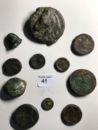 null 10 bronzes variés: dupondius - triens (280-269 av. J.-C.) - once (280-269 av....