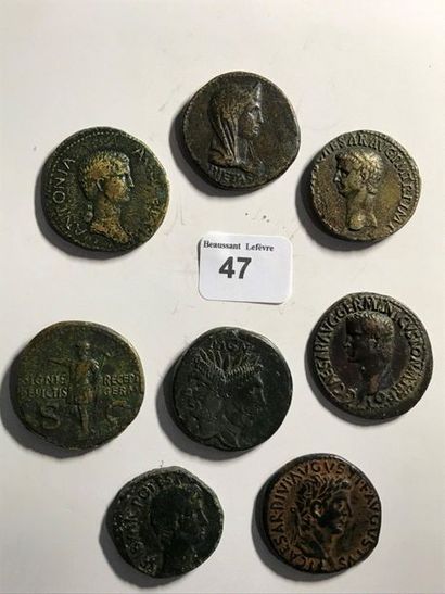 null Moyen bronze: 8 exemplaires. Pompée - Aguste - Livie -
Antonia - Tibère - Germanicus...