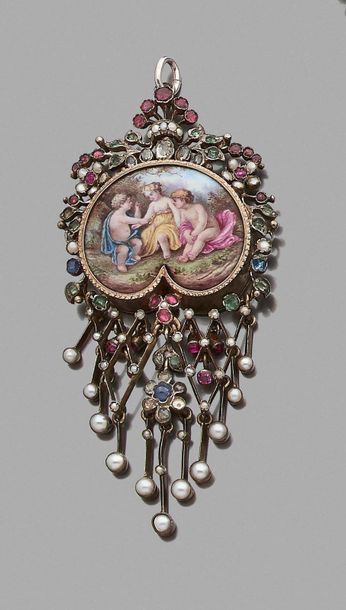 Set comprising: an oval-shaped shell cameo...