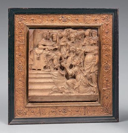 null Alabaster plaque carved in high relief of a scene depicting the judgment of
Solomon.
Mechelen,...