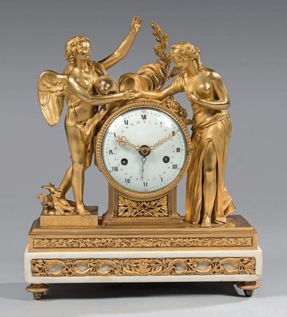 Gilt bronze clock decorated with an allegory...