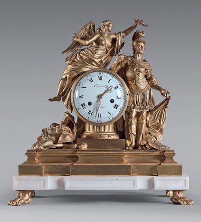 Large gilt bronze clock decorated with a...