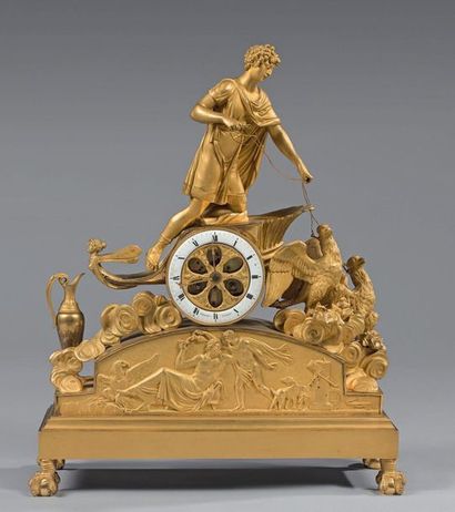 Gilt bronze clock decorated with a chariot...