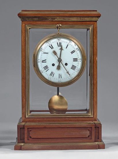 Large mahogany caged regulator clock with...