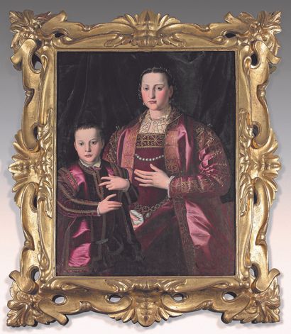 Atelier de Angelo di C. ALLORI dit BRONZINO (1503-1572) Portrait of Eleanor of Toledo...