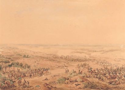 Hippolyte BELLANGE (1800-1866) 
Scène de la bataille d'Ocaña
Aquarelle, signée en...