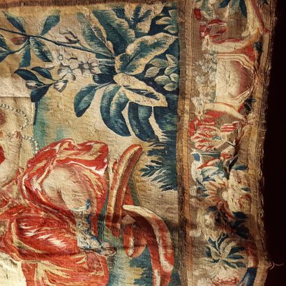 null Tapestry in wool and silk representing the America of the "Tapestry of the Continents",...