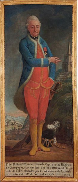 École FRANÇAISE de la seconde moitié du XVIIIe siècle 
Portrait of a soldier
Oil...