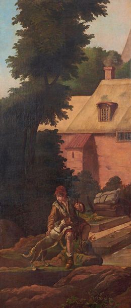 École Française du XIXe siècle 
Berger et son chien devant la ferme
Huile sur toile,...