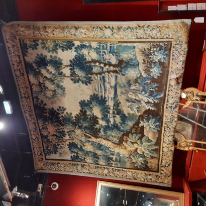 null Tapestry "blue greenery" decorated with a landscape with aristolochs, birds...