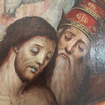 ÉCOLE FLAMANDE de la fin du XVe ou du début du XVIe siècle 
Le Christ mort dans les...