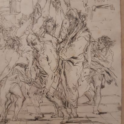 Giandomenico Tiepolo (1727-1804) 
Le Christ flagellé
Plume et encre noire, signé...