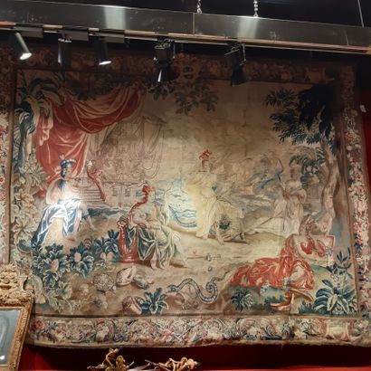 null Tapestry in wool and silk representing the America of the "Tapestry of the Continents",...