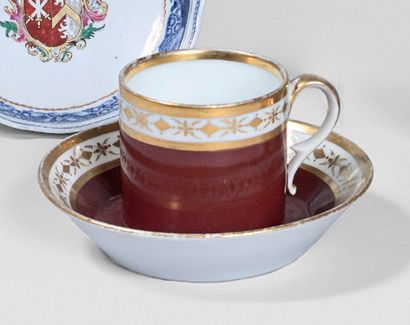 Paris, Locré 
Cup and its saucer with a gold monochrome decoration of a rosette and...