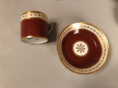 Paris, Locré 
Cup and its saucer with a gold monochrome decoration of a rosette and...