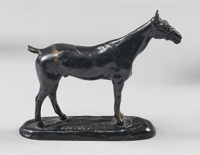 D'après Gaston D'ILLIERS (1876-1932) 
Cheval Colibri
Statuette en bronze patiné signée...