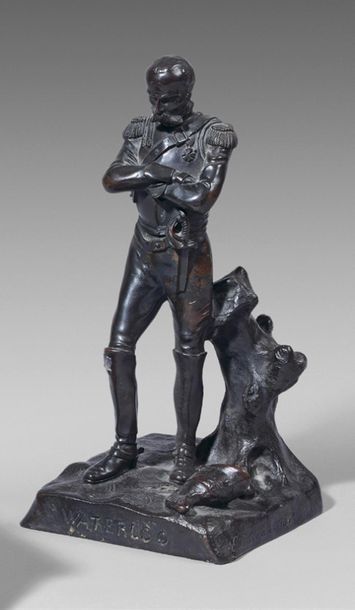 Edouard BUREAU (1865-1938) 
Cuirassier à Waterloo en 1861
Statuette en bronze patiné...