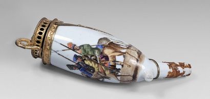 ALLEMAGNE, MEISSEN 
Pipe bowl with polychrome decoration of Cossack riders on a mound,...