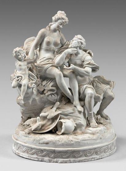 SÈVRES (GENRE DE) 
Large biscuit group representing Mars and Venus accompanied by...