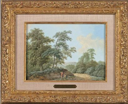 Jacob Philipp HACKERT (1737- 1807) 
Paysages animés de personnages
Deux gouaches,...