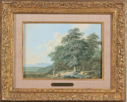 Jacob Philipp HACKERT (1737- 1807) 
Paysages animés de personnages
Deux gouaches,...