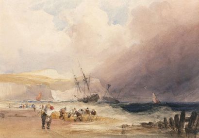 Joseph William ALLEN (1803-1852) 
Beachcomber on the South Coast
Watercolor.
18 x...