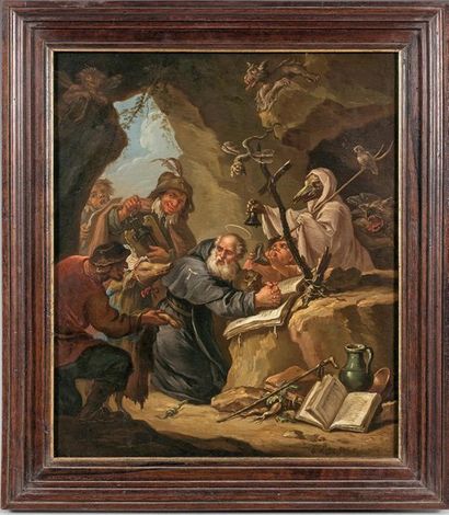 Étienne LOŸS (1724-1788) 
La tentation de Saint Antoine, d'après
David Teniers
Huile...