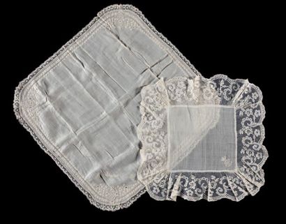 IMPERATRICE EUGENIE Five handkerchiefs in linen, four of which are embroidered in...