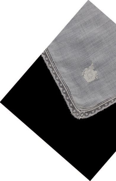 LE PRINCE IMPÉRIAL Four linen handkerchiefs embroidered with imperial coat of arms...