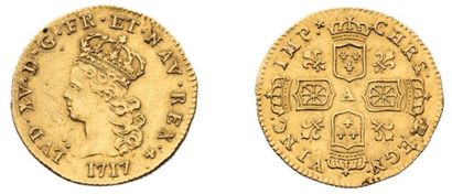 null Demi Louis d'or de Noailles. 1717. Paris. 6,09 g. Tête couronnée du Roi à gauche....