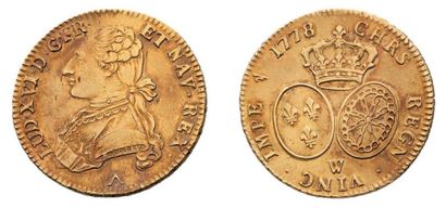 null Double Louis d'or au buste habillé. 1778. Lille. 16,25g. Buste du Roi à gauche,...
